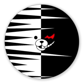 Коврик для мышки круглый с принтом monokuma , резина и полиэстер | круглая форма, изображение наносится на всю лицевую часть | danganronpa | monokuma | trigger happy havoc | аниме | игрушка | манга | медведь | монокума | монохром | мягкая игрушка робот | робот