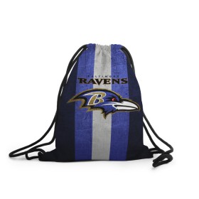 Рюкзак-мешок 3D с принтом Baltimore Ravens , 100% полиэстер | плотность ткани — 200 г/м2, размер — 35 х 45 см; лямки — толстые шнурки, застежка на шнуровке, без карманов и подкладки | 