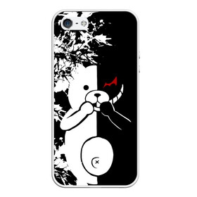 Чехол для iPhone 5/5S матовый с принтом monokuma , Силикон | Область печати: задняя сторона чехла, без боковых панелей | danganronpa | monokuma | trigger happy havoc | аниме | игрушка | манга | медведь | монокума | монохром | мягкая игрушка робот | робот