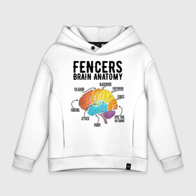 Детское худи Oversize хлопок с принтом Fences Brain Anatomy , френч-терри — 70% хлопок, 30% полиэстер. Мягкий теплый начес внутри —100% хлопок | боковые карманы, эластичные манжеты и нижняя кромка, капюшон на магнитной кнопке | brain | fances | мозг | рапира | фехтовальщики | фехтование | шпага