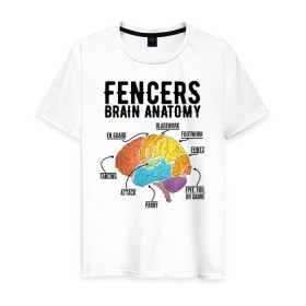 Мужская футболка хлопок с принтом Fences Brain Anatomy , 100% хлопок | прямой крой, круглый вырез горловины, длина до линии бедер, слегка спущенное плечо. | brain | fances | мозг | рапира | фехтовальщики | фехтование | шпага