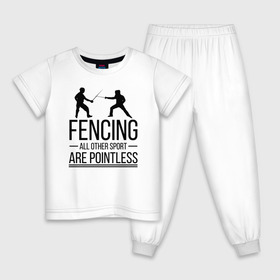 Детская пижама хлопок с принтом Fencing , 100% хлопок |  брюки и футболка прямого кроя, без карманов, на брюках мягкая резинка на поясе и по низу штанин
 | brain | fances | fencing | мозг | рапира | фехтовальщики | фехтование | шпага