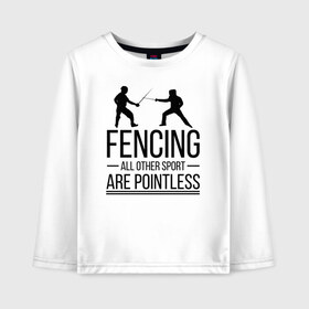 Детский лонгслив хлопок с принтом Fencing , 100% хлопок | круглый вырез горловины, полуприлегающий силуэт, длина до линии бедер | brain | fances | fencing | мозг | рапира | фехтовальщики | фехтование | шпага