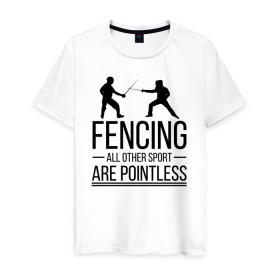 Мужская футболка хлопок с принтом Fencing , 100% хлопок | прямой крой, круглый вырез горловины, длина до линии бедер, слегка спущенное плечо. | brain | fances | fencing | мозг | рапира | фехтовальщики | фехтование | шпага