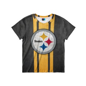 Детская футболка 3D с принтом Pittsburgh Steelers , 100% гипоаллергенный полиэфир | прямой крой, круглый вырез горловины, длина до линии бедер, чуть спущенное плечо, ткань немного тянется | 