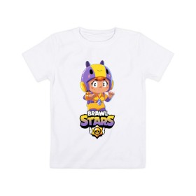 Детская футболка хлопок с принтом BRAWL STARS BEA. , 100% хлопок | круглый вырез горловины, полуприлегающий силуэт, длина до линии бедер | Тематика изображения на принте: bea | bibi | brawl stars | colt | crow | el brown | leon | leon shark | max | nita | sally leon | shark | акула | беа | берли | биби | бравл старс | браун | ворон | кольт | леон | леон акула | макс | нита | шелли