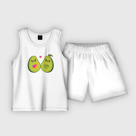 Детская пижама с шортами хлопок с принтом Авокадо парное ,  |  | Тематика изображения на принте: animal | avocado | heart | like | likee | авокадо | животные | лайк | лайки