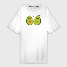 Платье-футболка хлопок с принтом Авокадо парное ,  |  | animal | avocado | heart | like | likee | авокадо | животные | лайк | лайки