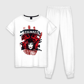 Женская пижама хлопок с принтом Stignata , 100% хлопок | брюки и футболка прямого кроя, без карманов, на брюках мягкая резинка на поясе и по низу штанин | rock | stignata | металл | рок