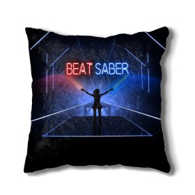 Подушка 3D с принтом Beat Saber , наволочка – 100% полиэстер, наполнитель – холлофайбер (легкий наполнитель, не вызывает аллергию). | состоит из подушки и наволочки. Наволочка на молнии, легко снимается для стирки | 3d | 3д | beat | saber | виртуальная | игра | реальность | ритм