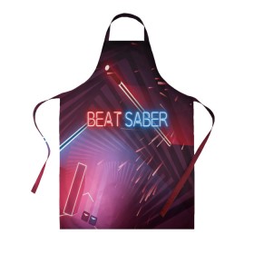 Фартук 3D с принтом Beat Saber , 100% полиэстер | общий размер — 65 х 85 см, ширина нагрудника — 26 см, горловина — 53 см, длина завязок — 54 см, общий обхват в поясе — 173 см. Принт на завязках и на горловине наносится с двух сторон, на основной части фартука — только с внешней стороны | 3d | 3д | beat | saber | виртуальная | игра | реальность | ритм