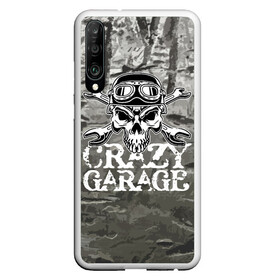 Чехол для Honor P30 с принтом Crazy garage , Силикон | Область печати: задняя сторона чехла, без боковых панелей | bones | garage | helmet | metal | orbits | skull | teeth | wrench | гаечный ключ | гараж | глазницы | зубы | металл | череп | шлем