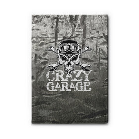 Обложка для автодокументов с принтом Crazy garage , натуральная кожа |  размер 19,9*13 см; внутри 4 больших “конверта” для документов и один маленький отдел — туда идеально встанут права | Тематика изображения на принте: bones | garage | helmet | metal | orbits | skull | teeth | wrench | гаечный ключ | гараж | глазницы | зубы | металл | череп | шлем