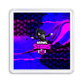 Магнит 55*55 с принтом BRAWL STARS CROW. , Пластик | Размер: 65*65 мм; Размер печати: 55*55 мм | 8 bit | bibi | brawl stars | brock | bull | crow | dinomike | el primo | leon | mobile game | nita | poko | ricochet | stars | tara | бравл старс | ворон | леон | мобильные игры