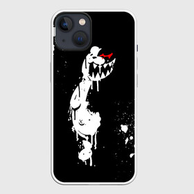 Чехол для iPhone 13 с принтом Монокума белые брызги ,  |  | Тематика изображения на принте: danganronpa | eye | monokuma | paint | аватар | антагонист | брызги | глаз | игрушка | краска | медведь | монокума | мягкая | панда | потёки | робот
