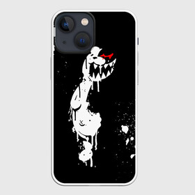 Чехол для iPhone 13 mini с принтом Монокума белые брызги ,  |  | danganronpa | eye | monokuma | paint | аватар | антагонист | брызги | глаз | игрушка | краска | медведь | монокума | мягкая | панда | потёки | робот