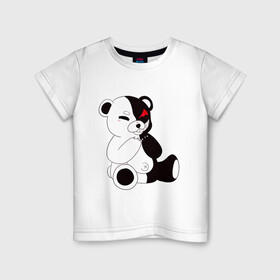 Детская футболка хлопок с принтом Monokuma , 100% хлопок | круглый вырез горловины, полуприлегающий силуэт, длина до линии бедер | danganronpa | eye | monokuma | аватар | антагонист | глаз | игрушка | медведь | монокума | мягкая | панда | робот