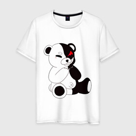 Мужская футболка хлопок с принтом Monokuma , 100% хлопок | прямой крой, круглый вырез горловины, длина до линии бедер, слегка спущенное плечо. | danganronpa | eye | monokuma | аватар | антагонист | глаз | игрушка | медведь | монокума | мягкая | панда | робот