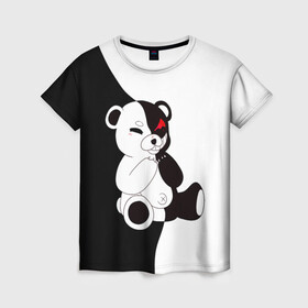 Женская футболка 3D с принтом Monokuma , 100% полиэфир ( синтетическое хлопкоподобное полотно) | прямой крой, круглый вырез горловины, длина до линии бедер | danganronpa | eye | monokuma | аватар | антагонист | глаз | игрушка | медведь | монокума | мягкая | панда | робот