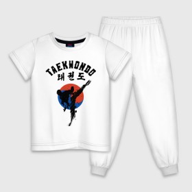 Детская пижама хлопок с принтом Taekwondo , 100% хлопок |  брюки и футболка прямого кроя, без карманов, на брюках мягкая резинка на поясе и по низу штанин
 | Тематика изображения на принте: taekwondo | восточные единоборства | единоборства | теквондо | тхэквондо | тэквондо