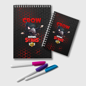 Блокнот с принтом BRAWL STARS CROW , 100% бумага | 48 листов, плотность листов — 60 г/м2, плотность картонной обложки — 250 г/м2. Листы скреплены удобной пружинной спиралью. Цвет линий — светло-серый
 | bibi | brawl stars | crow | el brown | leon | leon shark | max | sally leon | shark | stars | акула | биби | ворон | леон