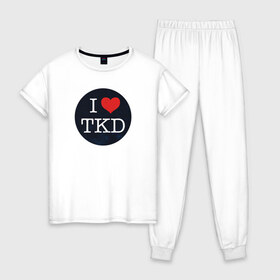 Женская пижама хлопок с принтом TKD , 100% хлопок | брюки и футболка прямого кроя, без карманов, на брюках мягкая резинка на поясе и по низу штанин | taekwondo | восточные единоборства | единоборства | теквондо | тхэквондо | тэквондо