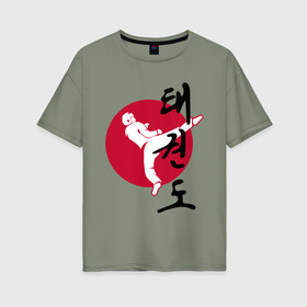 Женская футболка хлопок Oversize с принтом Тхэквондо , 100% хлопок | свободный крой, круглый ворот, спущенный рукав, длина до линии бедер
 | taekwondo | восточные единоборства | единоборства | теквондо | тхэквондо | тэквондо