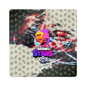 Магнит виниловый Квадрат с принтом BRAWL STARS СЭНДИ , полимерный материал с магнитным слоем | размер 9*9 см, закругленные углы | 8 bit | bibi | brawl stars | brock | bull | crow | dinomike | el primo | leon | mobile game | nita | poko | ricochet | stars | tara | бравл старс | ворон | леон | мобильные игры