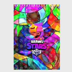 Скетчбук с принтом BRAWL STARS СЭНДИ , 100% бумага
 | 48 листов, плотность листов — 100 г/м2, плотность картонной обложки — 250 г/м2. Листы скреплены сверху удобной пружинной спиралью | Тематика изображения на принте: 8 bit | bibi | brawl stars | brock | bull | crow | dinomike | el primo | leon | mobile game | nita | poko | ricochet | stars | tara | бравл старс | ворон | леон | мобильные игры