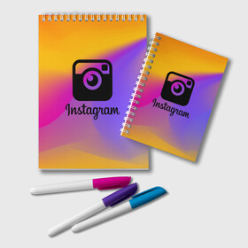 Блокнот с принтом Instagram , 100% бумага | 48 листов, плотность листов — 60 г/м2, плотность картонной обложки — 250 г/м2. Листы скреплены удобной пружинной спиралью. Цвет линий — светло-серый
 | Тематика изображения на принте: insta | instagram | instagramm | social | видео | инста | инстаграм | инстаграмм | приложение | социальная сеть | фото