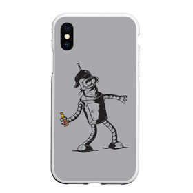 Чехол для iPhone XS Max матовый с принтом Futurama Bender Banksy , Силикон | Область печати: задняя сторона чехла, без боковых панелей | bender | express | fry | futurama | future | leela | philip | planet | turanga | zoidberg | бендер | будущее | джей | зойдберг | лила | родригес | сгибальщик | туранга | филип | фрай | футурама