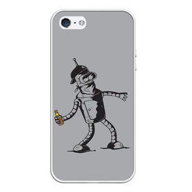 Чехол для iPhone 5/5S матовый с принтом Futurama Bender Banksy , Силикон | Область печати: задняя сторона чехла, без боковых панелей | bender | express | fry | futurama | future | leela | philip | planet | turanga | zoidberg | бендер | будущее | джей | зойдберг | лила | родригес | сгибальщик | туранга | филип | фрай | футурама