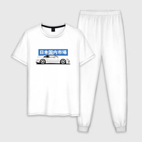 Мужская пижама хлопок с принтом JDM Legend Nissan 300ZX , 100% хлопок | брюки и футболка прямого кроя, без карманов, на брюках мягкая резинка на поясе и по низу штанин
 | 