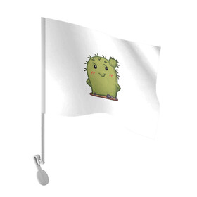 Флаг для автомобиля с принтом кактус , 100% полиэстер | Размер: 30*21 см | emoji рисунок | kaktus | кактус | кактусик | смайл | стикер | эмоджи