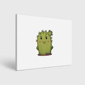 Холст прямоугольный с принтом кактус , 100% ПВХ |  | emoji рисунок | kaktus | кактус | кактусик | смайл | стикер | эмоджи