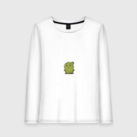 Женский лонгслив хлопок с принтом кактус , 100% хлопок |  | emoji рисунок | kaktus | кактус | кактусик | смайл | стикер | эмоджи