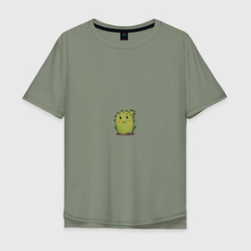Мужская футболка хлопок Oversize с принтом кактус , 100% хлопок | свободный крой, круглый ворот, “спинка” длиннее передней части | emoji рисунок | kaktus | кактус | кактусик | смайл | стикер | эмоджи
