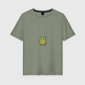 Женская футболка хлопок Oversize с принтом кактус , 100% хлопок | свободный крой, круглый ворот, спущенный рукав, длина до линии бедер
 | emoji рисунок | kaktus | кактус | кактусик | смайл | стикер | эмоджи