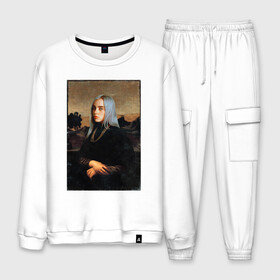 Мужской костюм хлопок с принтом Billie Eilish Mona Lisa , 100% хлопок | на свитшоте круглая горловина, мягкая резинка по низу. Брюки заужены к низу, на них два вида карманов: два “обычных” по бокам и два объемных, с клапанами, расположенные ниже линии бедра. Брюки с мягкой трикотажной резинкой на поясе и по низу штанин. В поясе для дополнительного комфорта — широкие завязки | Тематика изображения на принте: at | billie | don’t | eilish | electronic | eyes | me | music | ocean | pirate | smile | synthpop | usa | айлиш | билли | музыка | пайрэт | синти поп | сша | электронная | электропоп