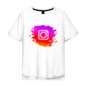 Мужская футболка хлопок Oversize с принтом Instagram , 100% хлопок | свободный крой, круглый ворот, “спинка” длиннее передней части | 