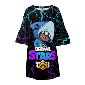 Детское платье 3D с принтом Brawl Stars LEON SHARK , 100% полиэстер | прямой силуэт, чуть расширенный к низу. Круглая горловина, на рукавах — воланы | brawl | brawl stars | crow | leon | sally | shark | stars | акула | бравл | бравл старс | браво старс | игра | компьютерная | кров | леон | леон акула | онлайн | старс | шарк