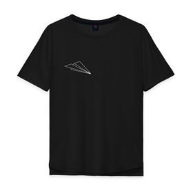 Мужская футболка хлопок Oversize с принтом Бумажный самолётик , 100% хлопок | свободный крой, круглый ворот, “спинка” длиннее передней части | Тематика изображения на принте: 