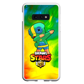 Чехол для Samsung S10E с принтом Brawl Stars Leon Dab , Силикон | Область печати: задняя сторона чехла, без боковых панелей | brawl | computer | dab | dance | game | gesture | hero | leon | main | moba | stars | герой | главный | даб | драки | жест | звезды | игра | компьютерная | лев | моба | танец