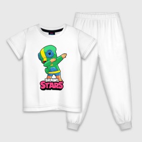 Детская пижама хлопок с принтом Brawl Stars Leon, Dab , 100% хлопок |  брюки и футболка прямого кроя, без карманов, на брюках мягкая резинка на поясе и по низу штанин
 | 