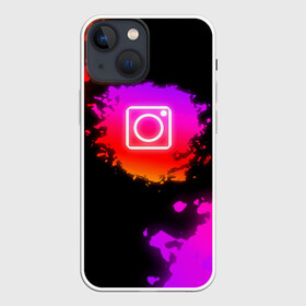 Чехол для iPhone 13 mini с принтом Instagram ,  |  | instagram | брызги краски | инстаграм | краска | логотиб инстаграм | майки с логотипом инстаграм | майки с прикольными картинками | неон | неоновые майки | прикольные картинки | соц сети