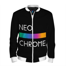 Мужской бомбер 3D с принтом NEO CHROME , 100% полиэстер | застегивается на молнию, по бокам два кармана без застежек, по низу бомбера и на воротнике - эластичная резинка | Тематика изображения на принте: rgb | контрастный | круг | металл | мудрость | мысль | надпись | палитра | радуга | радужный | символ | сфера | текст | фраза | цветной | яркий