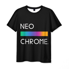 Мужская футболка 3D с принтом NEO CHROME , 100% полиэфир | прямой крой, круглый вырез горловины, длина до линии бедер | Тематика изображения на принте: rgb | контрастный | круг | металл | мудрость | мысль | надпись | палитра | радуга | радужный | символ | сфера | текст | фраза | цветной | яркий