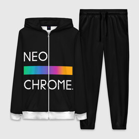 Женский костюм 3D с принтом NEO CHROME ,  |  | rgb | контрастный | круг | металл | мудрость | мысль | надпись | палитра | радуга | радужный | символ | сфера | текст | фраза | цветной | яркий