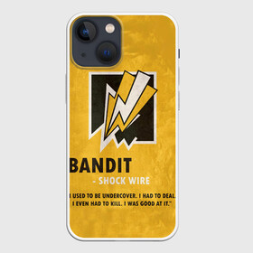 Чехол для iPhone 13 mini с принтом Bandit (R6s) ,  |  | art | bandit | game | logo | rainbow | shooter | siege | six | ubisoft | арт | бандит | игра | игры | компьютерные | лого | оперативник | осада | персонаж | радуга 6 | шутер