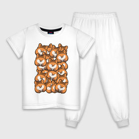 Детская пижама хлопок с принтом Попки Корги , 100% хлопок |  брюки и футболка прямого кроя, без карманов, на брюках мягкая резинка на поясе и по низу штанин
 | корги | попки корги | собаки